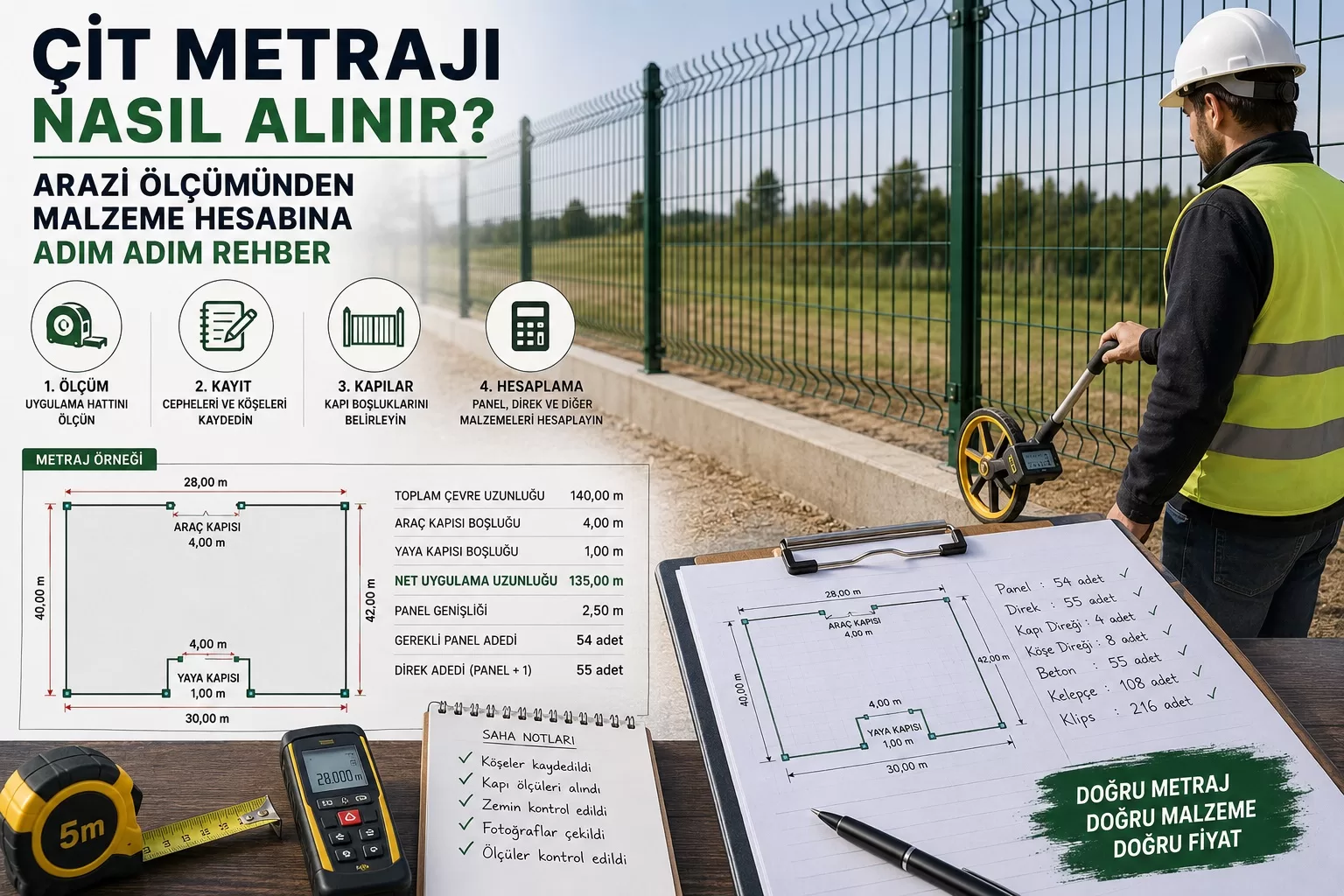 Çit Metrajı Nasıl Alınır? Arazi Ölçümünden Malzeme Hesabına Adım Adım Rehber