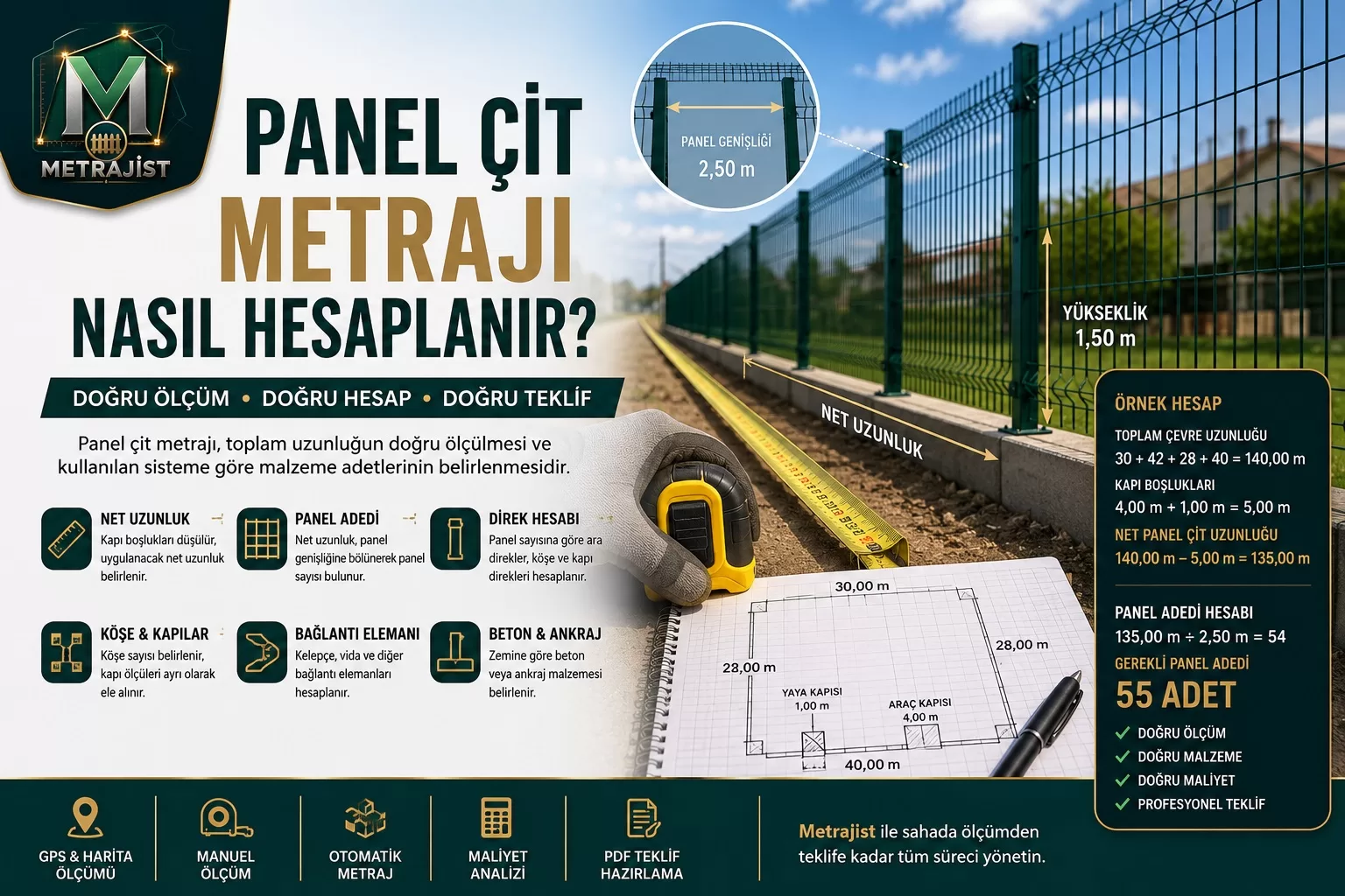 Panel çit metrajı nasıl hesaplanır